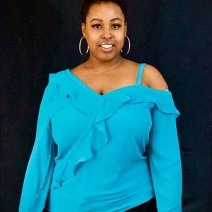 Aqua Ruffle-Flava Blouse